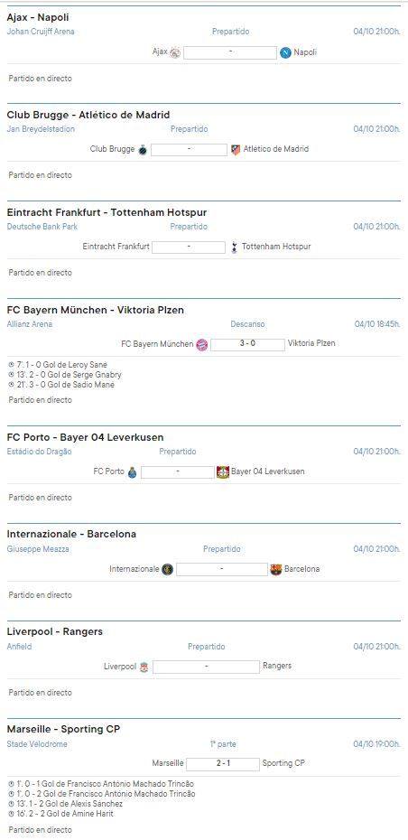 ¿Cuáles son los partidos de Champions League de este martes?