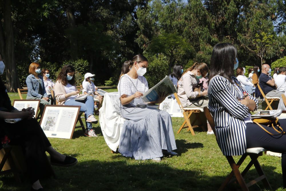 Profesores y alumnos participantes en la quinta edición de FARO da Escpña reciben el reconocimiento en Castrelos por su gran trabajo durante un curso marcado por el coronavirus.