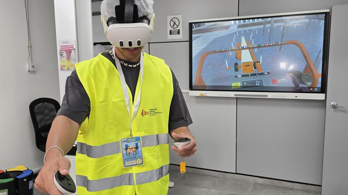 Alumno con tecnología de realidad virtual.