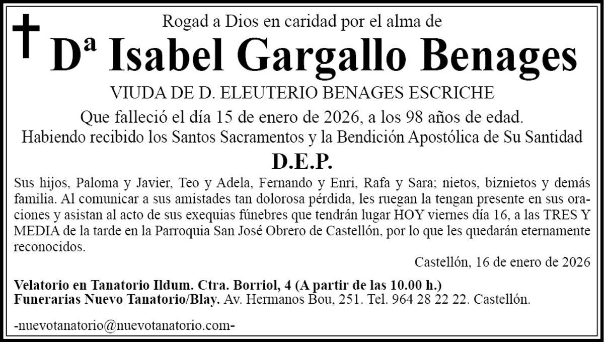 Dª Isabel Gargallo Benages