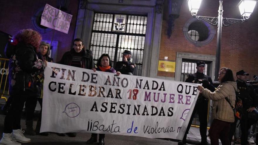 Concentración de la Comisión 8M del Movimiento Feminista de Madrid el pasado 29 de diciembre por el repunte de asesinatos machistas.