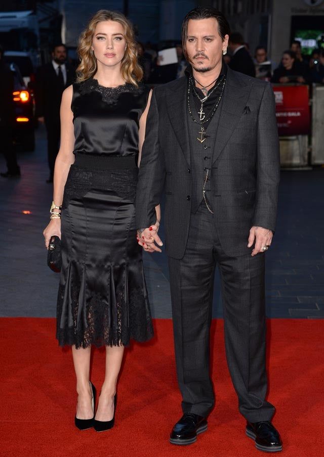 Amber Heard y Johnny Depp, en el estreno de 'Black Mass' en Londres