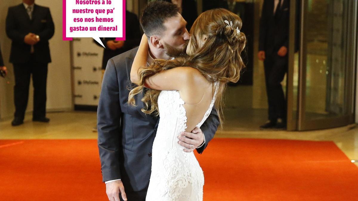 Leo Messi y Antonella Roccuzzo en su boda