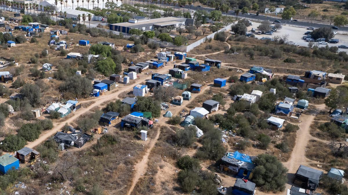 Imagen aérea del asentamiento chabolista junto al Recinto Ferial de Ibiza.