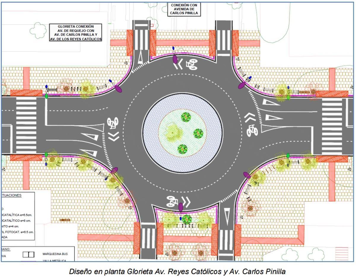 Nueva rontonda prevista en el cruce del Clínco (Carlos Pinilla con Reyes Católicos y Avenida de Requejo)