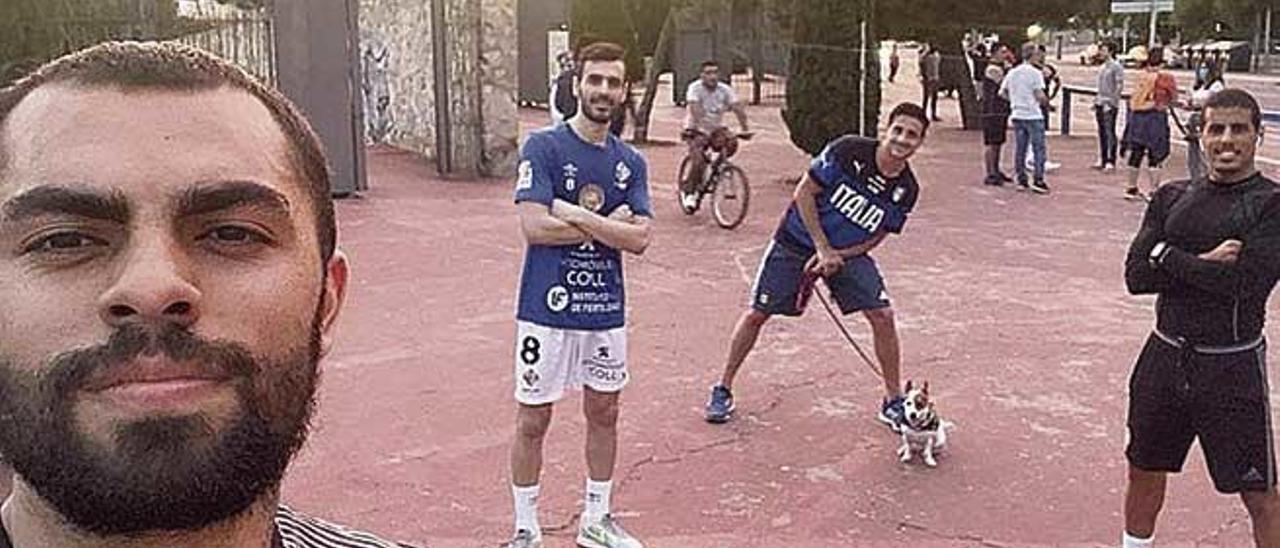 Nunes, Eloy Rojas, Sarmiento y Hamza, ayer en el Parc de Sa Riera.