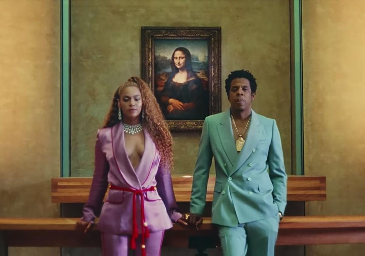 El look traje pastel de Beyoncé y Jay Z