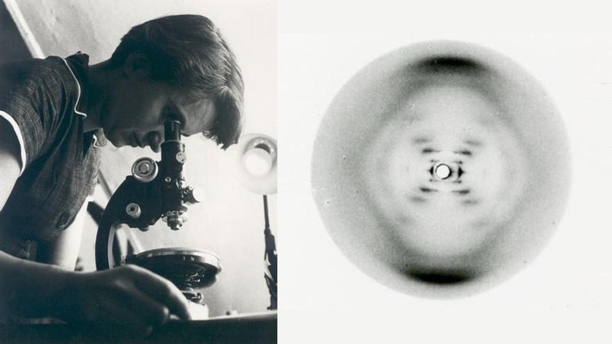 A la izquierda, Rosalind Franklin en su laboratorio. A la derecha, la famosa 'fotografía 51'.