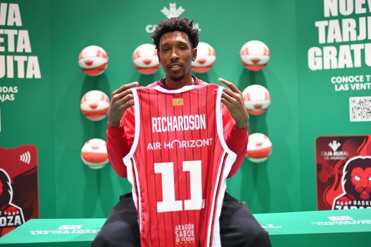 Josh Richardson, en su presentación como nuevo jugador del Casademont Zaragoza.