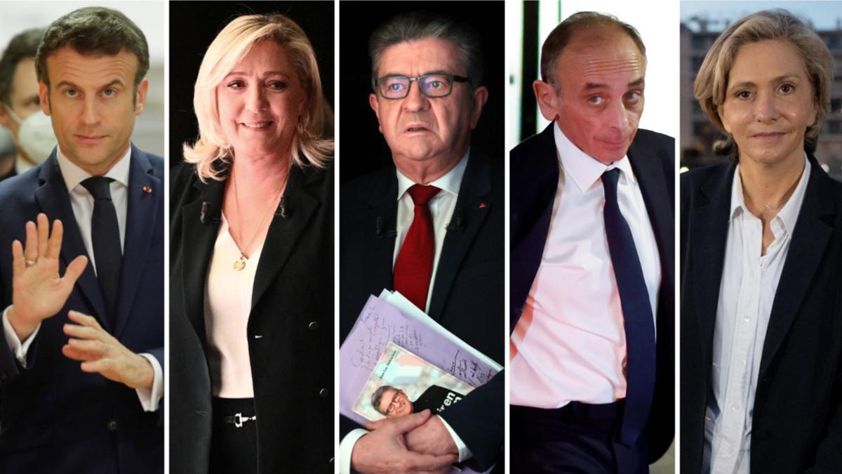 Combo elecciones Francia  Macron  Le Pen  Melenchon  Zemmour  Pécresse