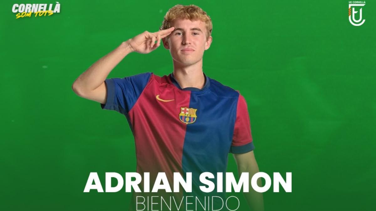 La UE Cornellà dio la bienvenida a Adrian Simon en sus redes sociales