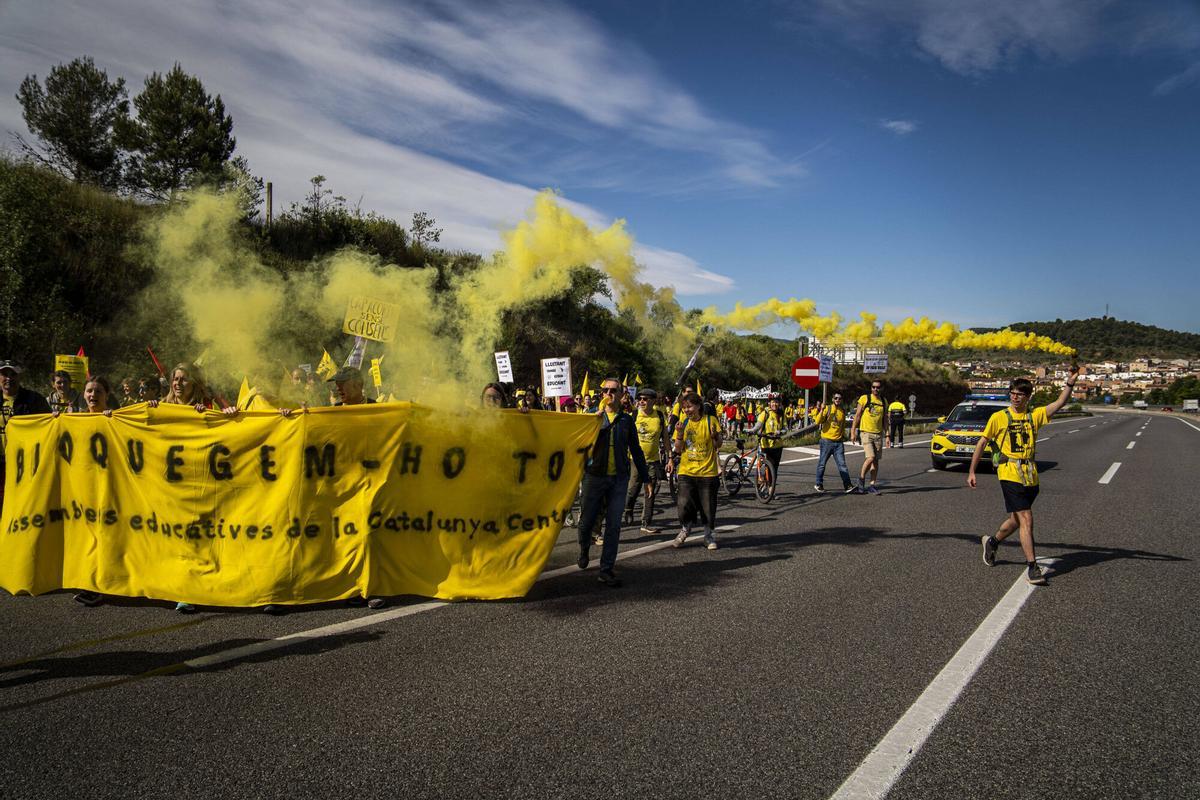 Les fots de la jornada de vaga dels docents a la Catalunya central aquest dijous