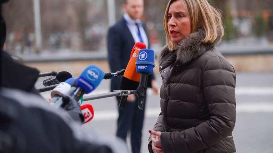 La Alta Representante para la Política Exterior de la UE, Federica Mogherini, a su llegada a la reunión de ayer en Sofía.