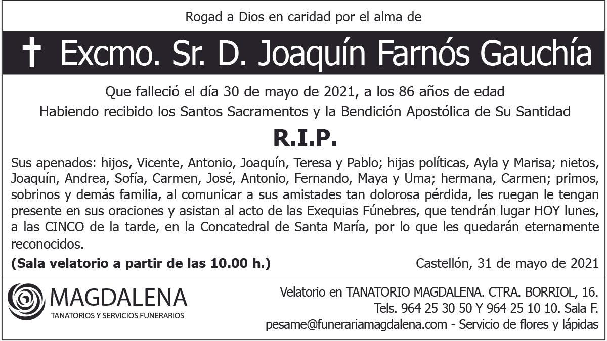 Excmo. Sr. D. Joaquín Farnós Gauchía