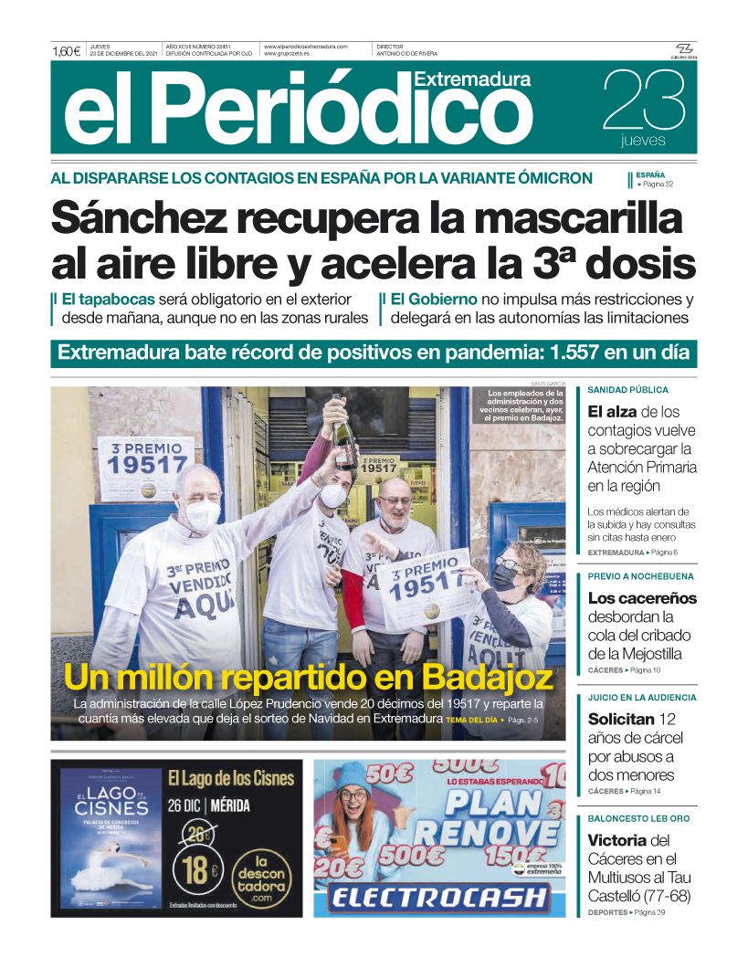 Consulta la portada correspondiente al día 23 de diciembre del 2021