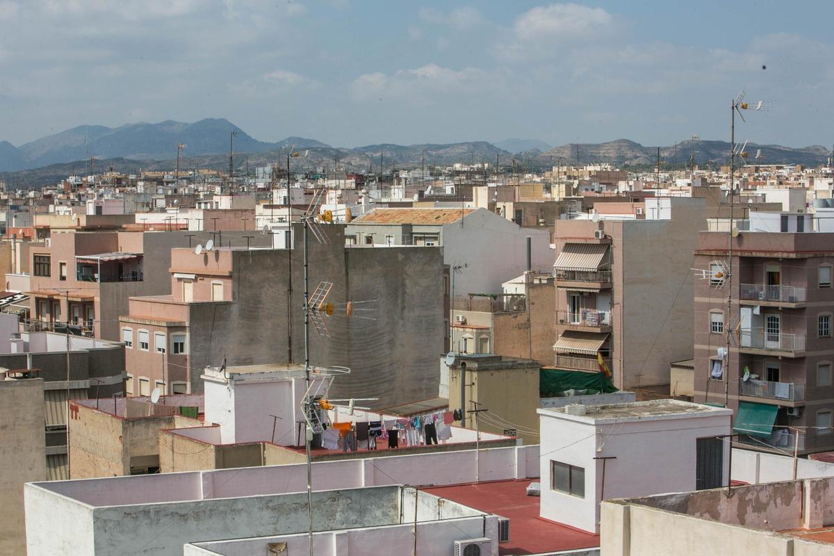 Una vista aérea del barrio de Carrús, en Elche.