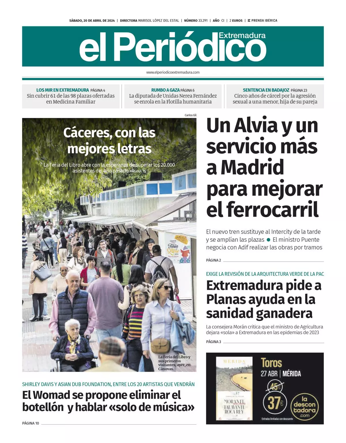 Consulta la portada correspondiente al día 20 de abril de 2024