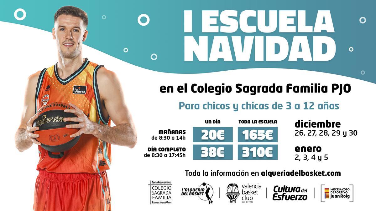 El cartel con el que el Valencia Basket anuncia su I Escuela de Navidad