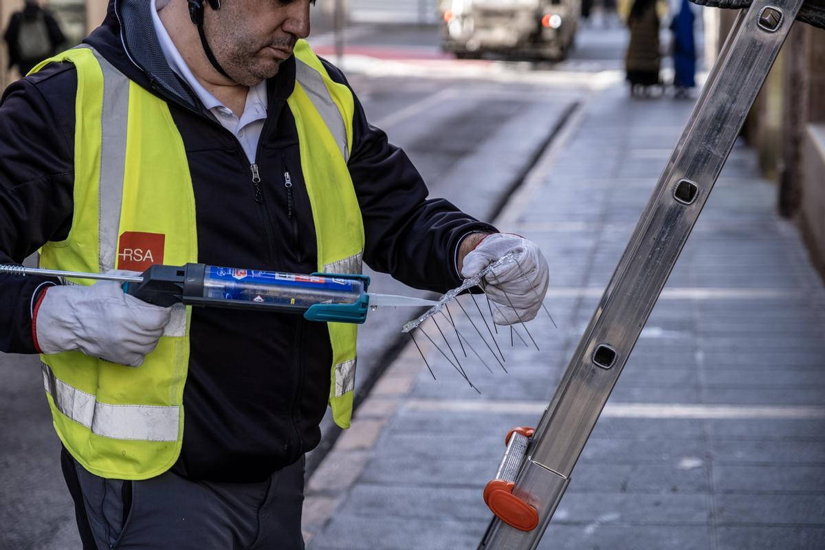 Los operarios trabajarán en la instalación de pinchos, cableado de acero, lamas de silicona y placas de metacrilato en elementos estratégicos