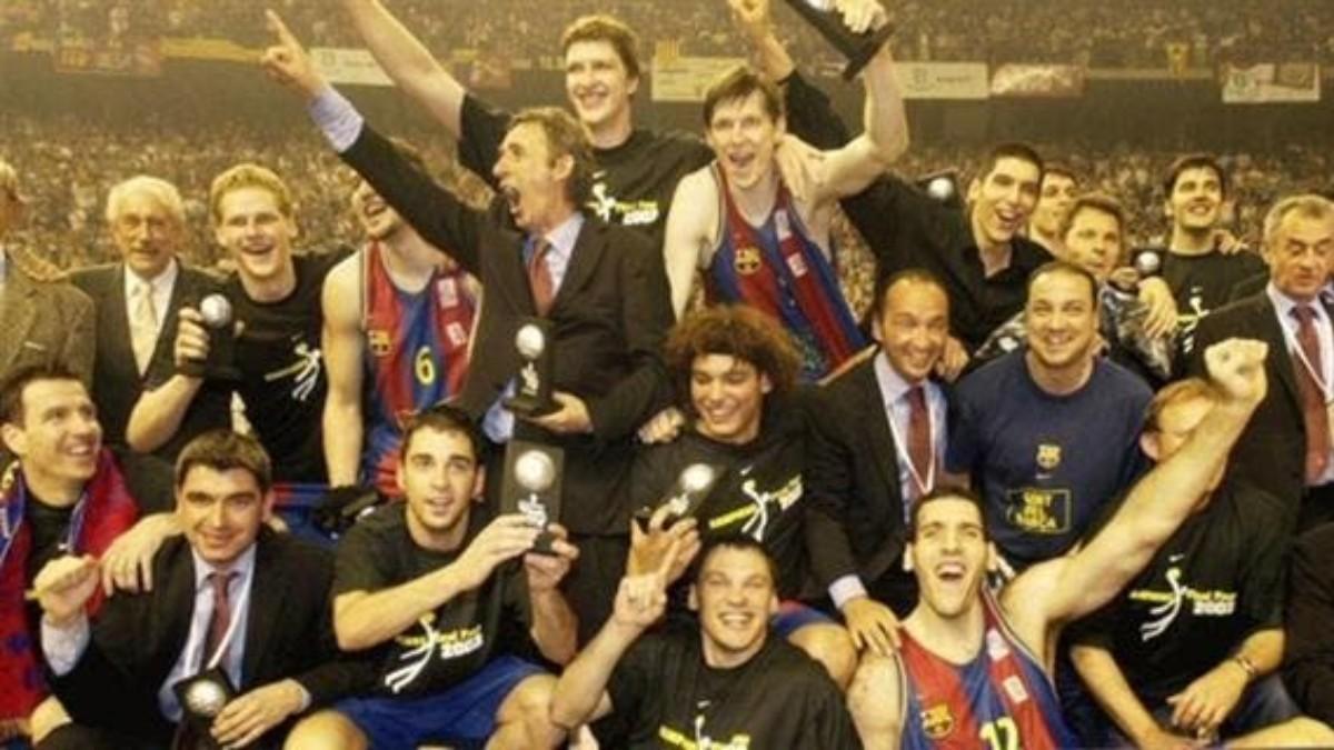 La primera Euroliga del Barça llegó en 2003, en el Palau Sant Jordi
