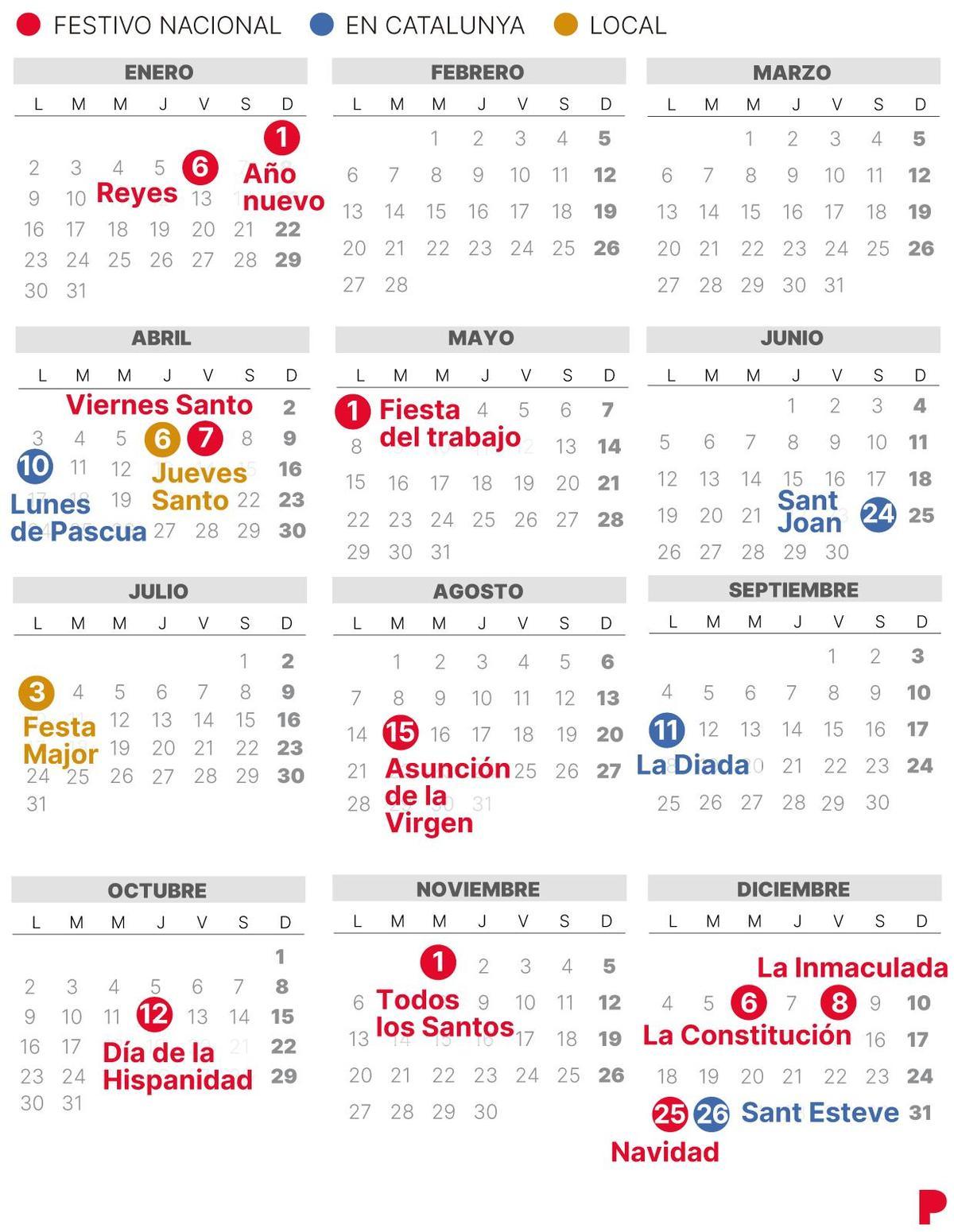 CALENDARIO laboral TERRASSA 2023 (con todos los FESTIVOS)