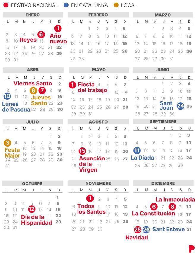 Calendari laboral de Terrassa del 2023 (amb tots els dies festius)
