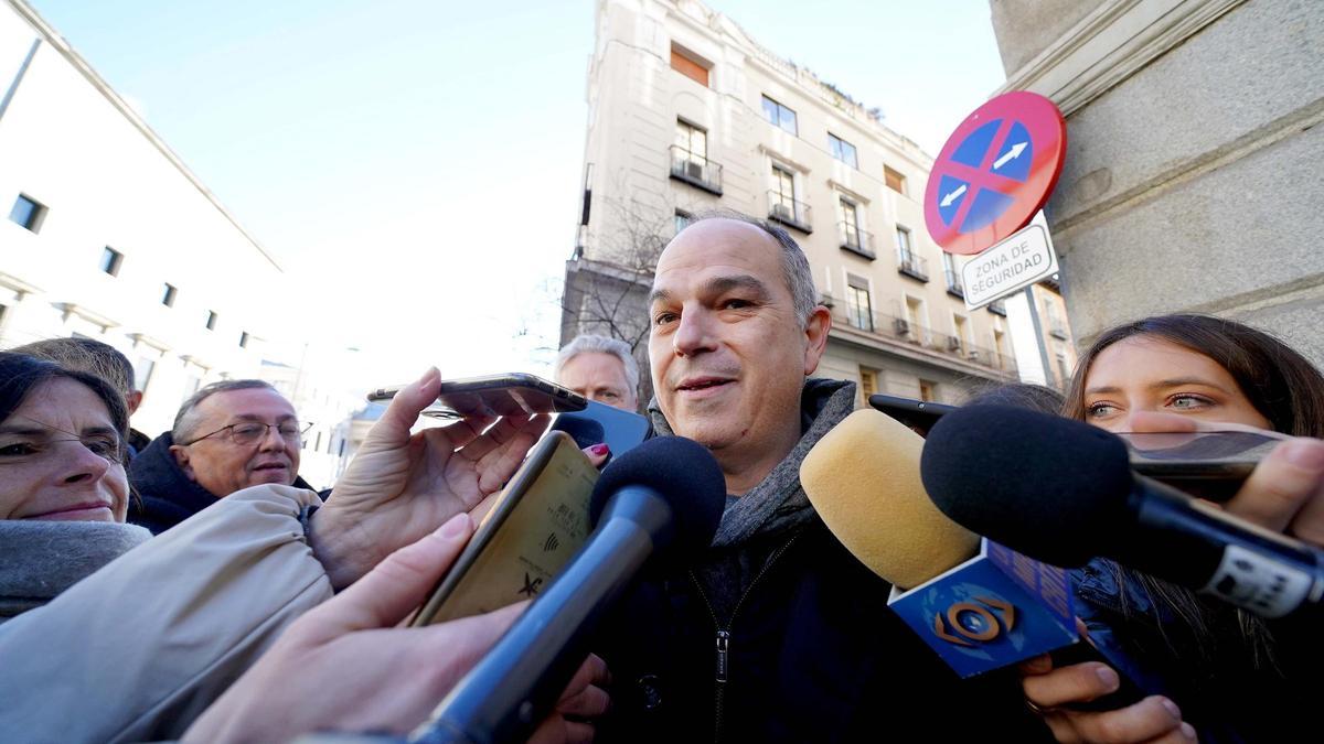 Jordi Turull  antes del encuentro que mantuvo esta mañana con Santos Cerdan en el Congreso de los Diputados.