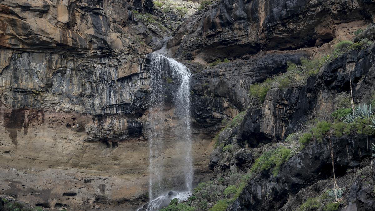 Cascada de agua de las últimas lluvias en Gran Canaria.