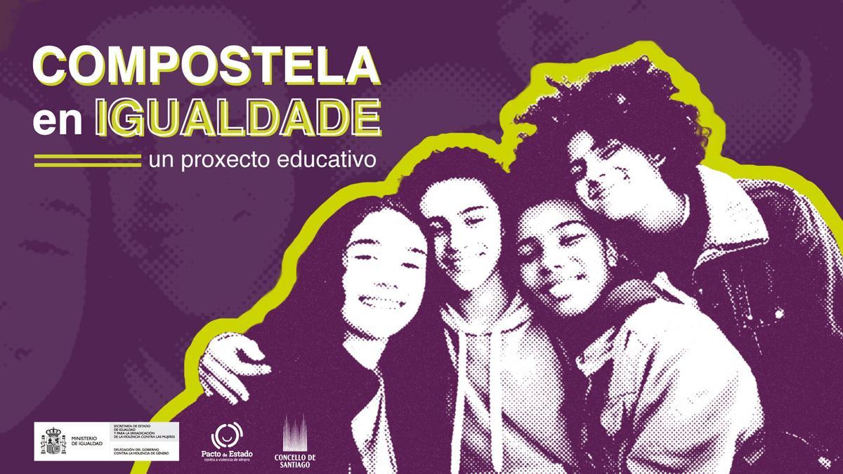 Cartel da campaña 'Compostela en igualdade, un proxecto educativo'