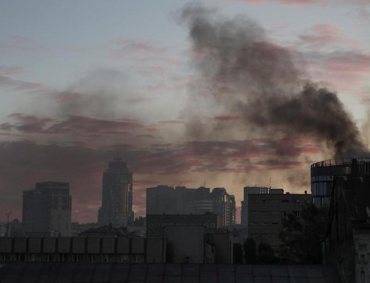 Ataque con drones rusos sobre la ciudad Kiev, Ucrania