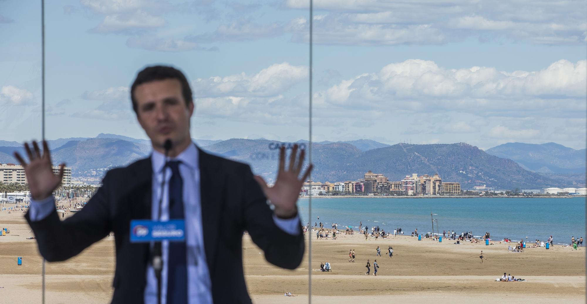 El presidente del Partido Popular, Pablo Casado, durante un acto en Valencia.