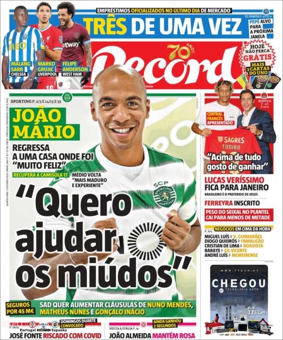 Portada RECORD miércoles 7 octubre 2020