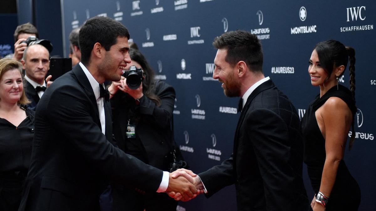 Leo Messi i Carlos Alcaraz durant els premis Laureus