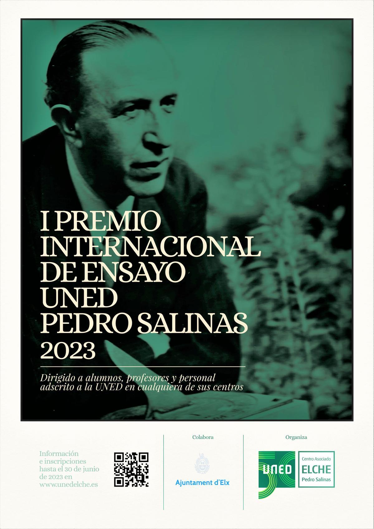 Cartel el primer premio de ensayo de la UNED en honor a Pedro Salinas