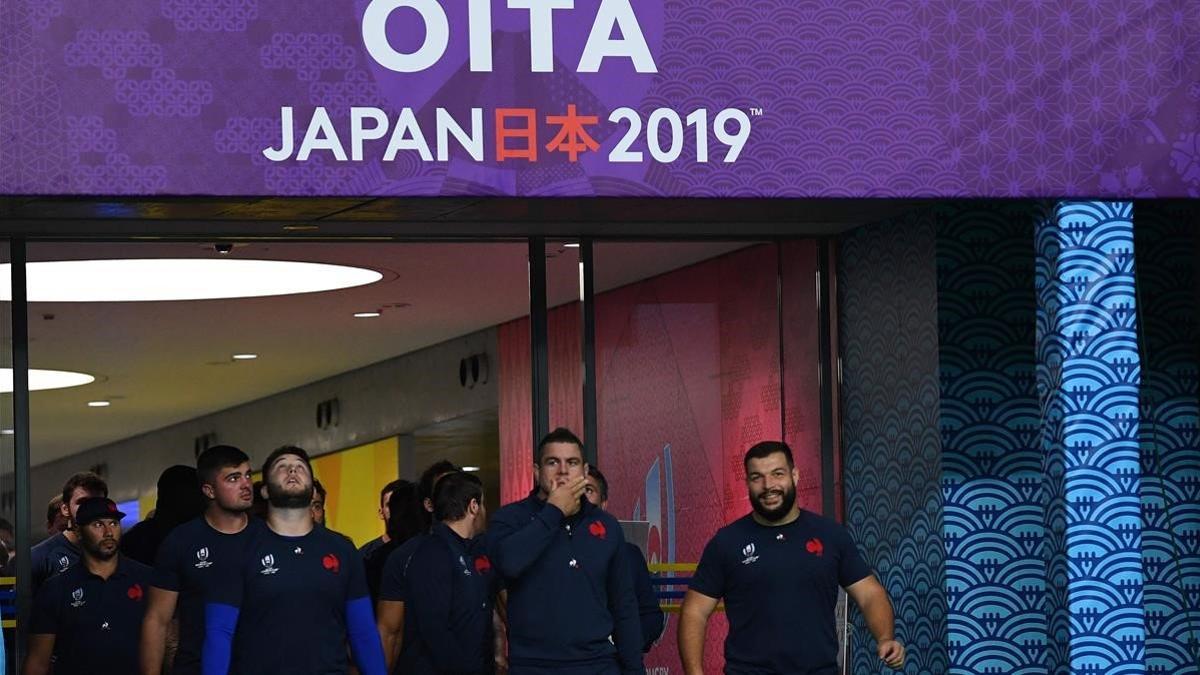 Los jugadores de Francia, en el último entrenamiento en Oita (Japón).