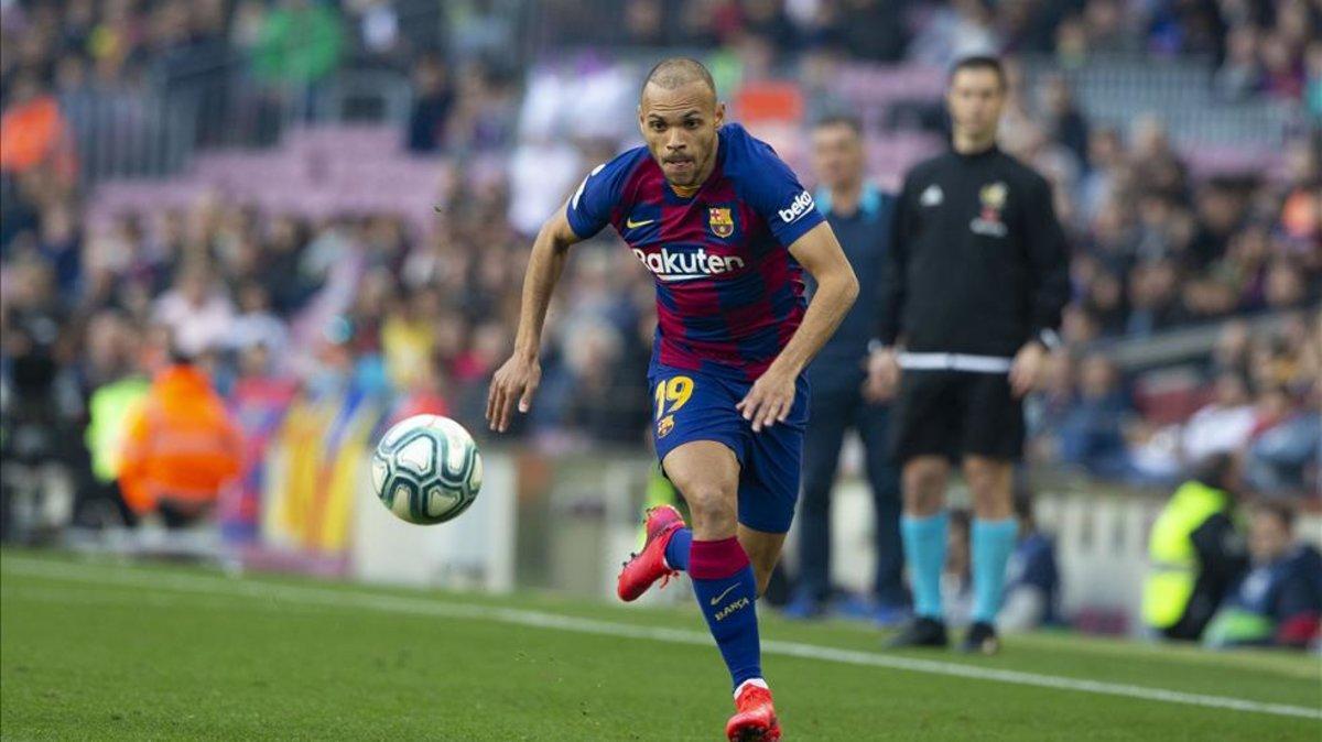 Braithwaite en su debut con el Barça