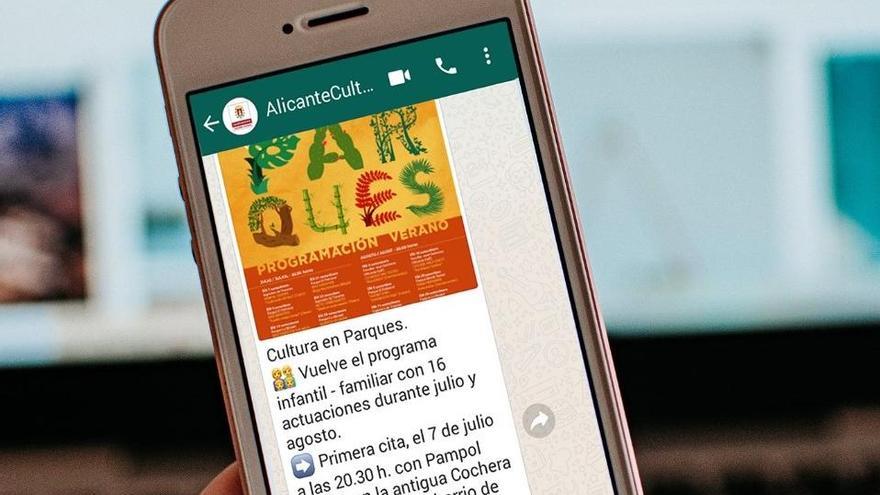 La Concejalía de Cultura de Alicante activa un grupo de whatsapp para informar de sus actividades