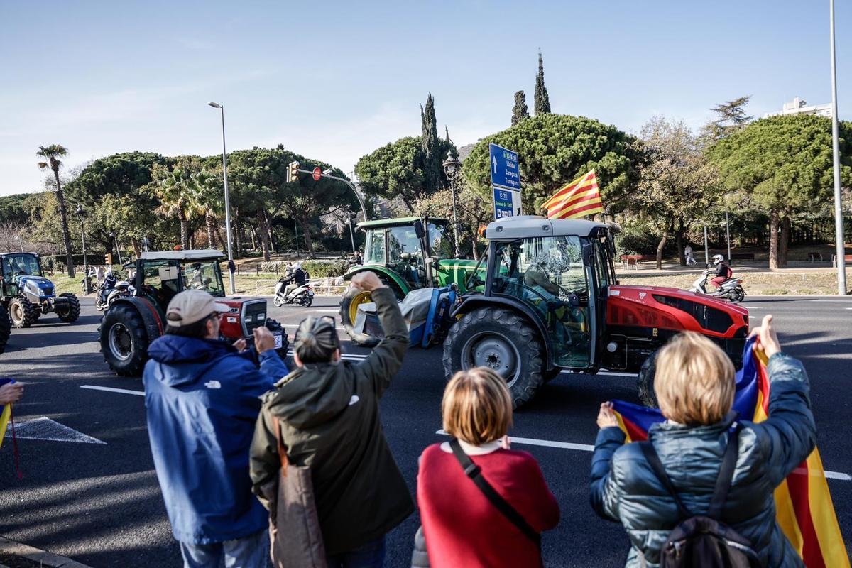 Manifestación de tractores en la Diagonal de Barcelona