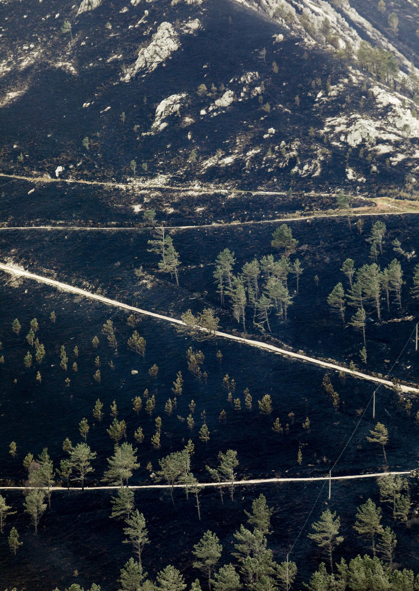 Trabajos de extinción de los incendios en Valdés