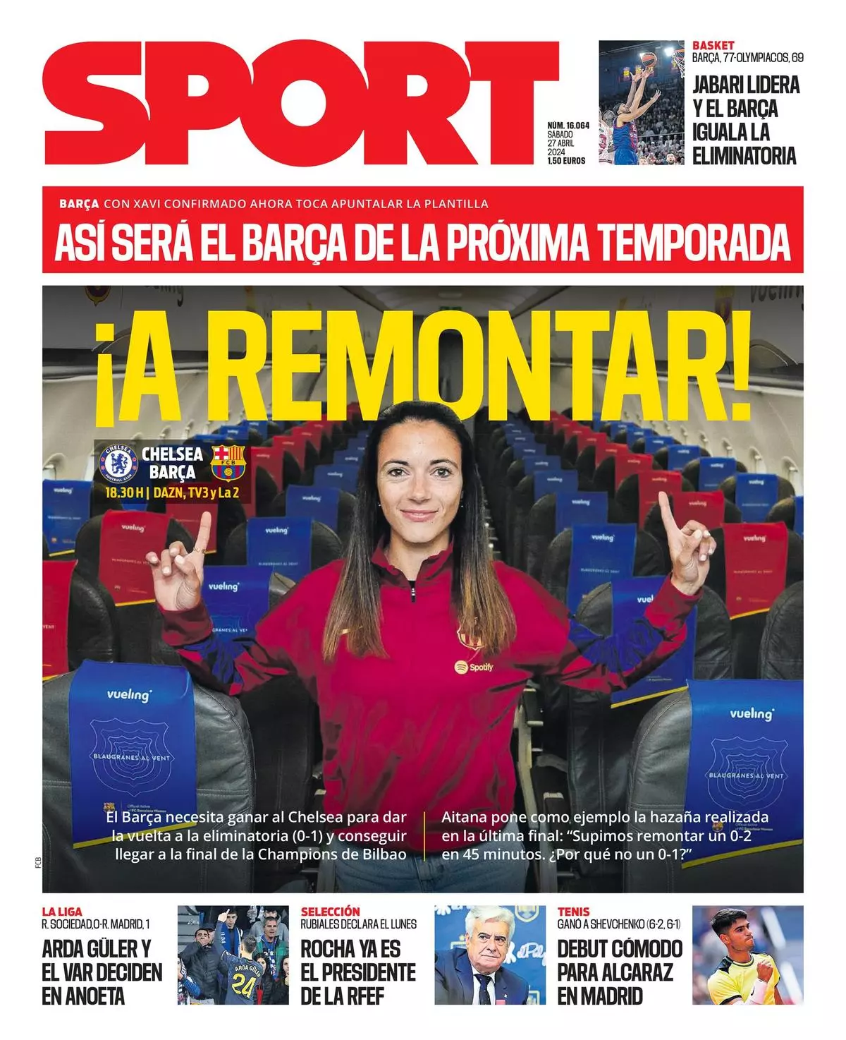 La portada de SPORT de hoy sábado, 27 de abril de 2024