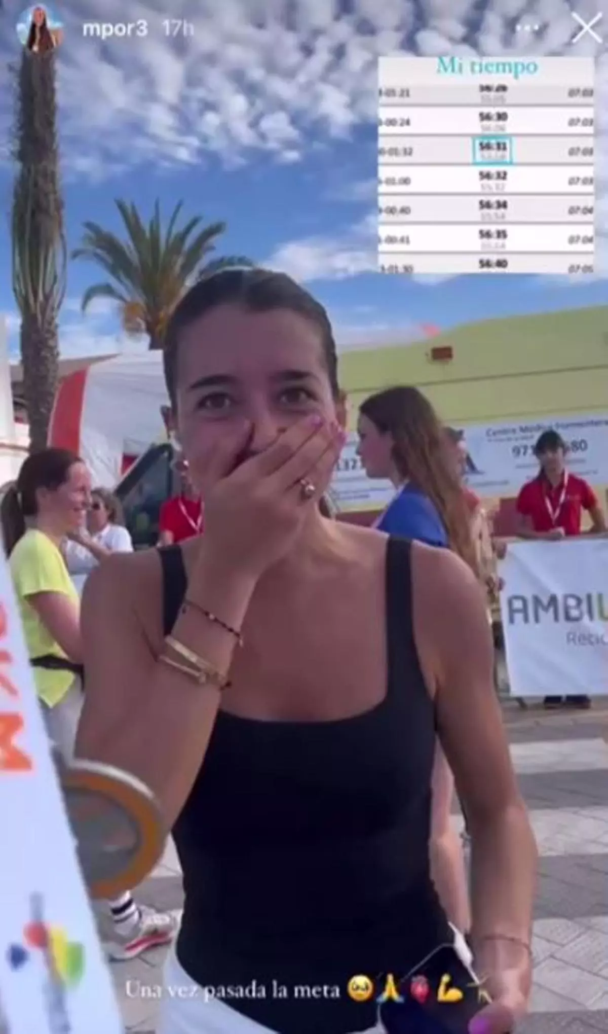 La llegada de María Monfort a la meta de la Media Maratón de Formentera
