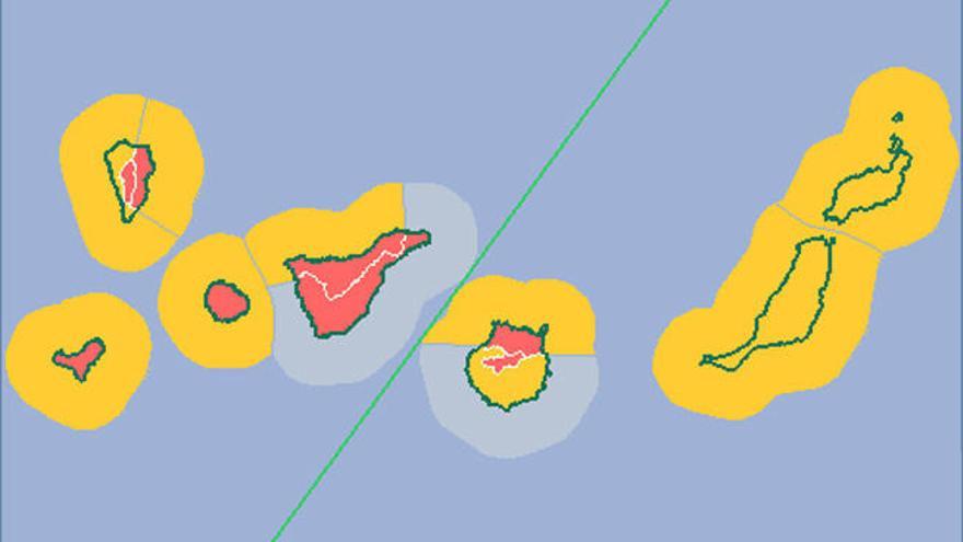 Avisos meteorológicos activos este viernes en Canarias.