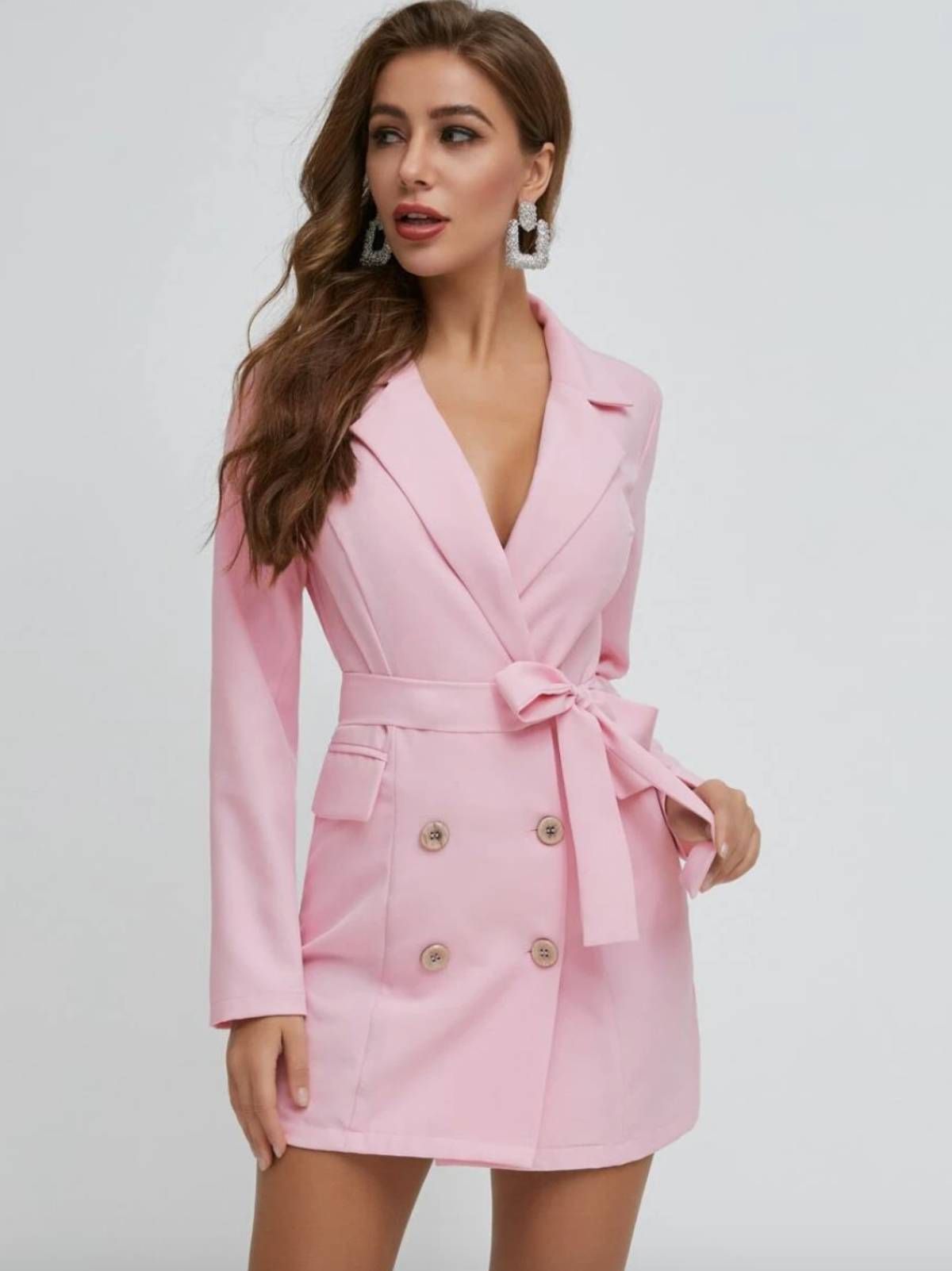 Vestido blazer en color rosa de Shein