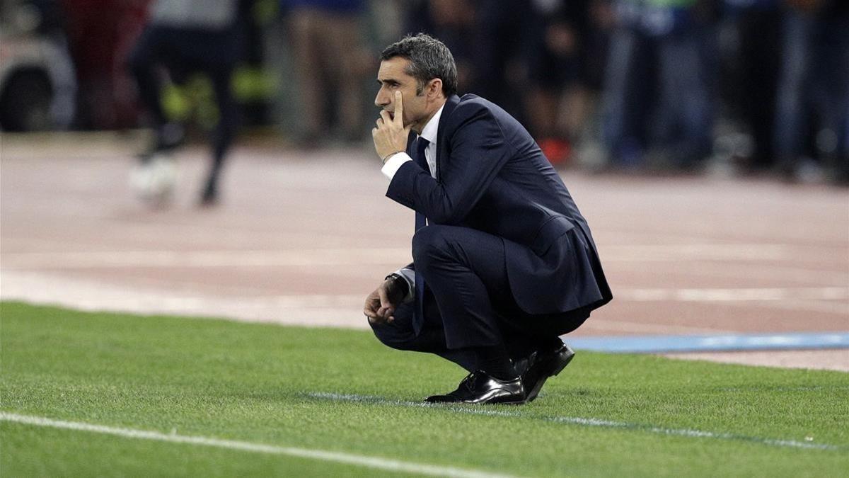 Valverde, durante el Roma-Barça de la Champions.