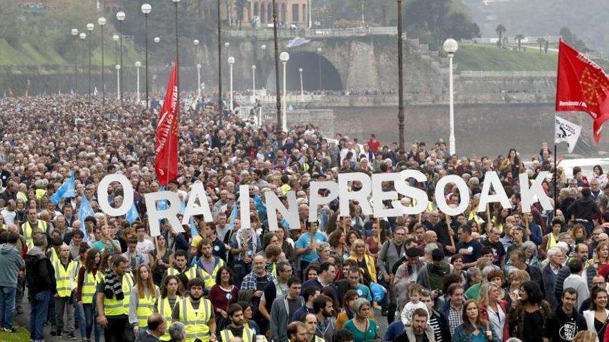 Un momento de la manifestación en San Sebastián.