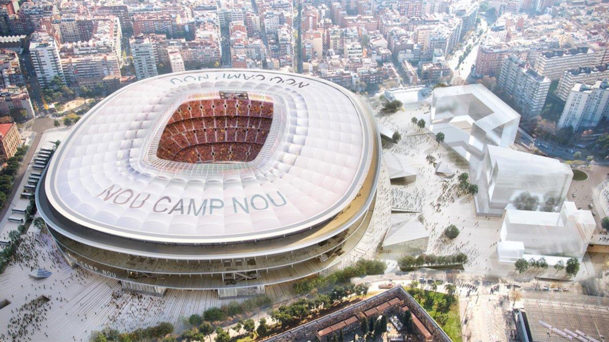 Maqueta virtual del futuro Camp Nou tras la ejecución del proyecto 'Espai Barça'