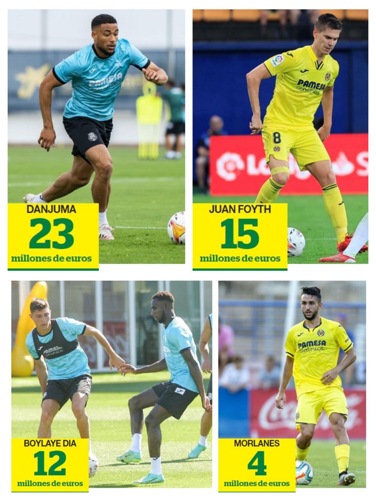 Los cuatro fichajes que le han costado dinero este verano al Villarreal: Danjuma, Foyth, Boulaye Dia y Morlanes.