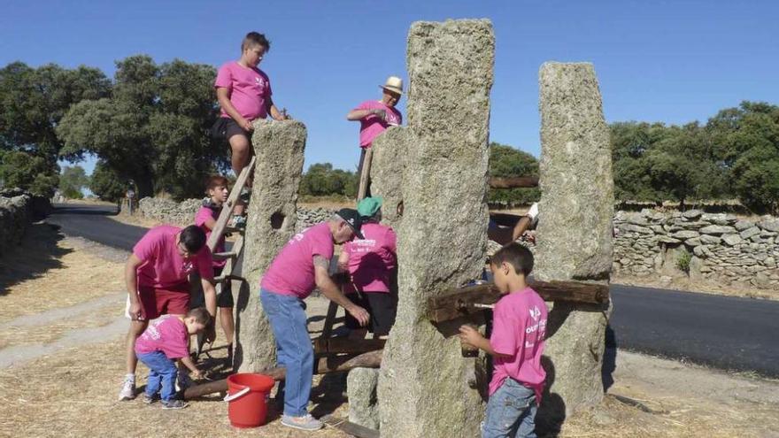 Restauración de un potro en Argañín.