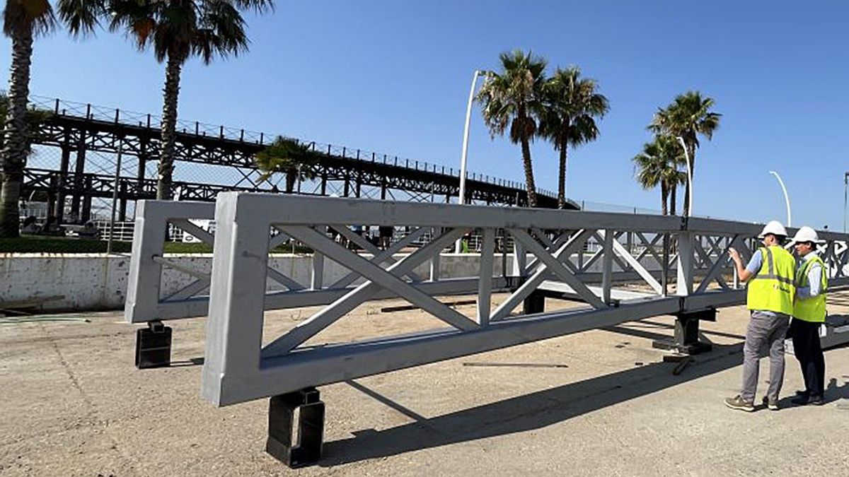 Imagen de la estructura que unirá los dos tramos del Muelle del Tinto.