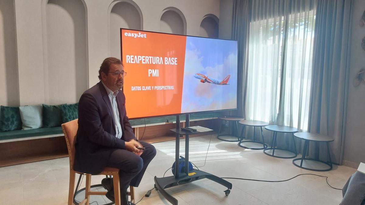 El director general de easyJet para el sur de Europa, Javier Gándara, en la presentación de la reapertura de la base estacional en el aeropuerto de Palma. ESPAÑA EUROPA ISLAS BALEARES ECONOMIA